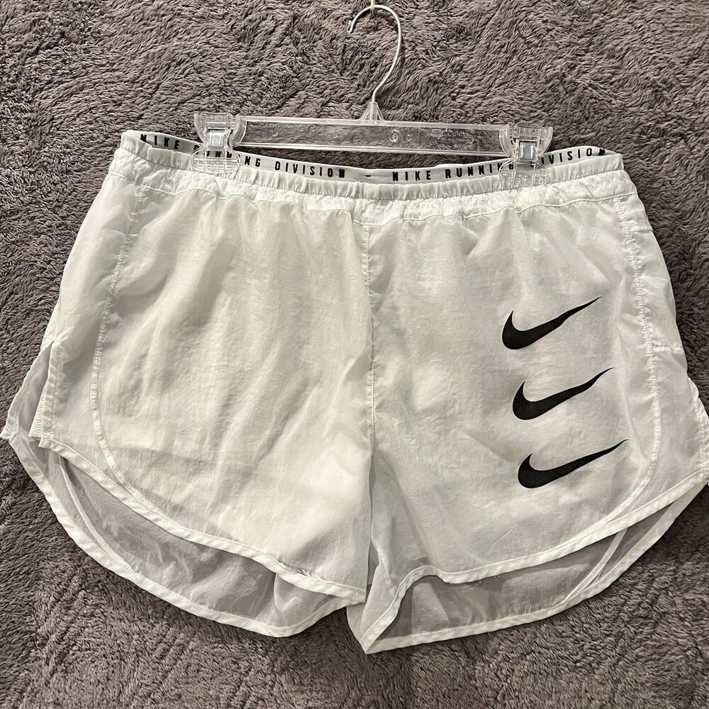 Nike Women’s Running Division Shorts White Black Swoosh Lightweight XL